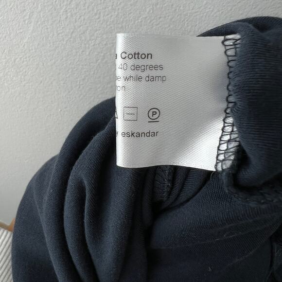 Eskandar Blue Hoodie Pima Cotton Pockets Draped Sleeve Hooded Top Classic Size 0 - Picture 10 of 10